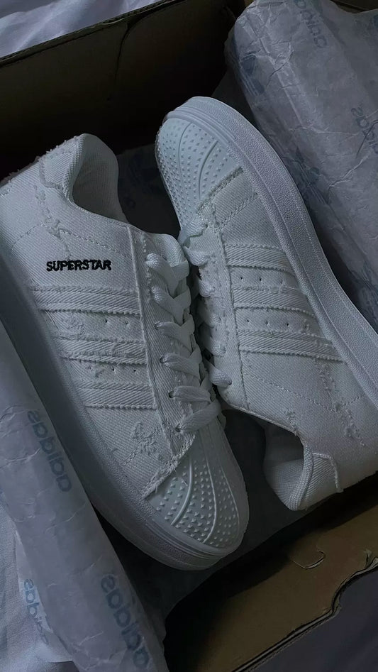 Custom Levis Superstar Adidas in White