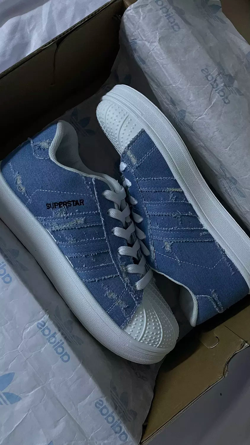 Custom Levis Superstar Adidas in Blue